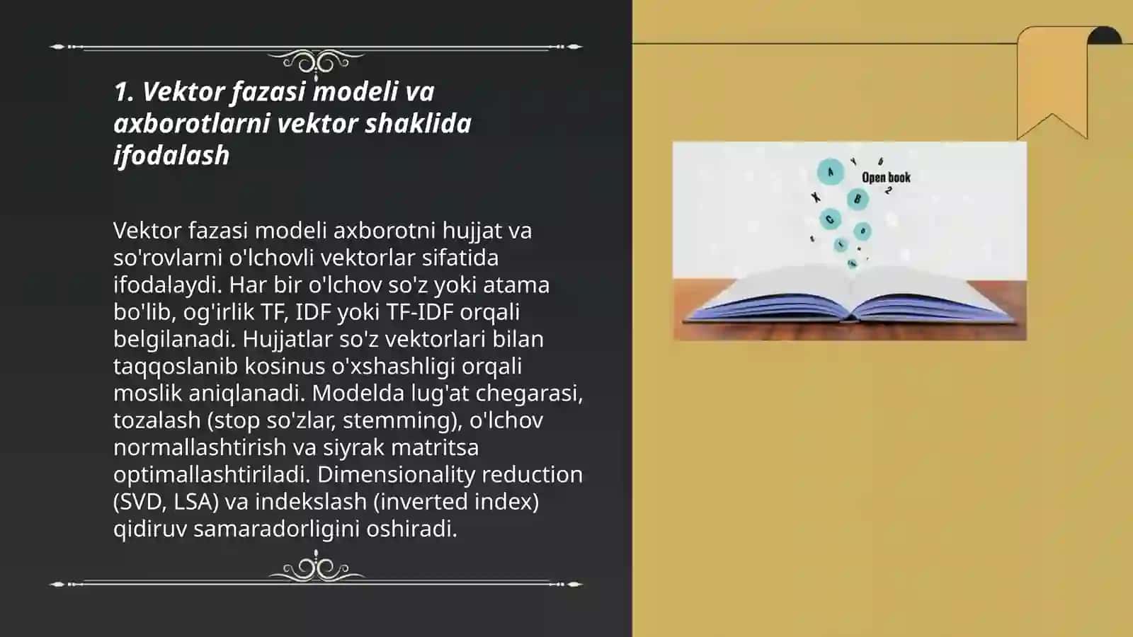 Axborotlarni izlash va chiqadigan vektorlarning usul va algoritmlari 3