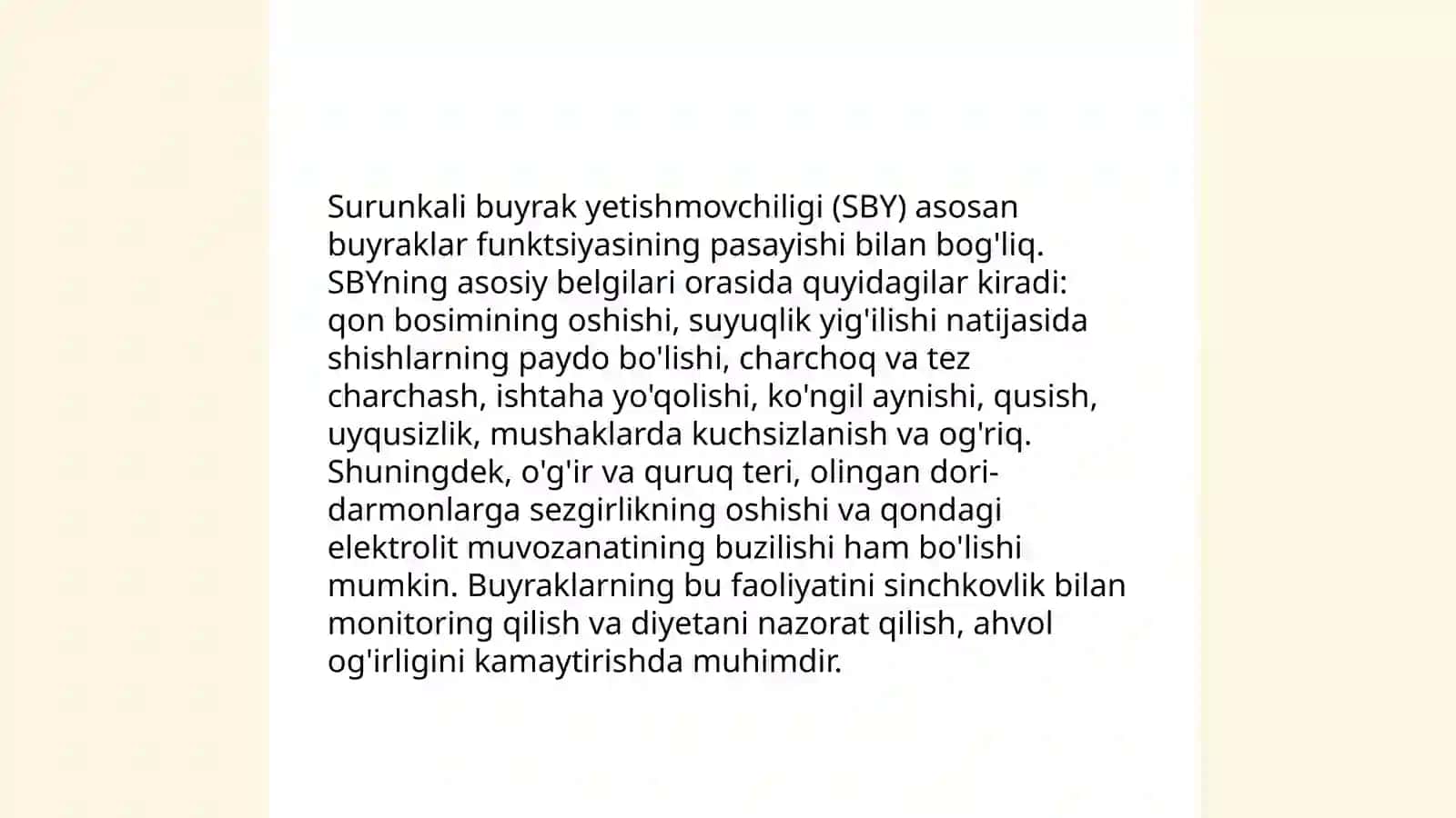 Surunkali buyrak yetishmovchiligi simptomatologiyasi 3