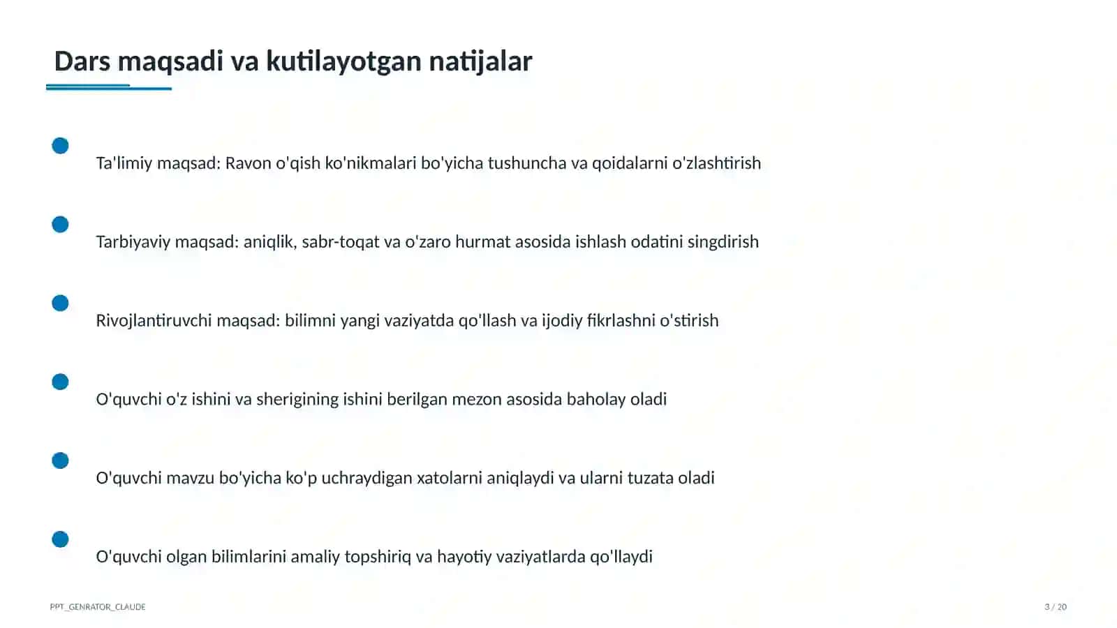 Ravon o'qish ko'nikmalari (1-sinf) 3