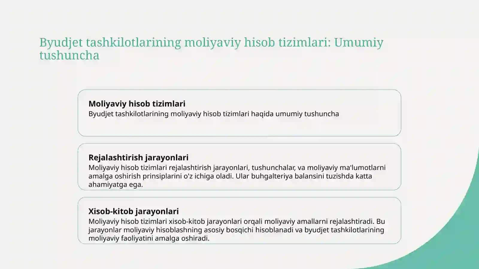 Byudjet tashkilotlarining buhgalteriya balansi, uning tuzilishi va axborot ma'lumotlari 3