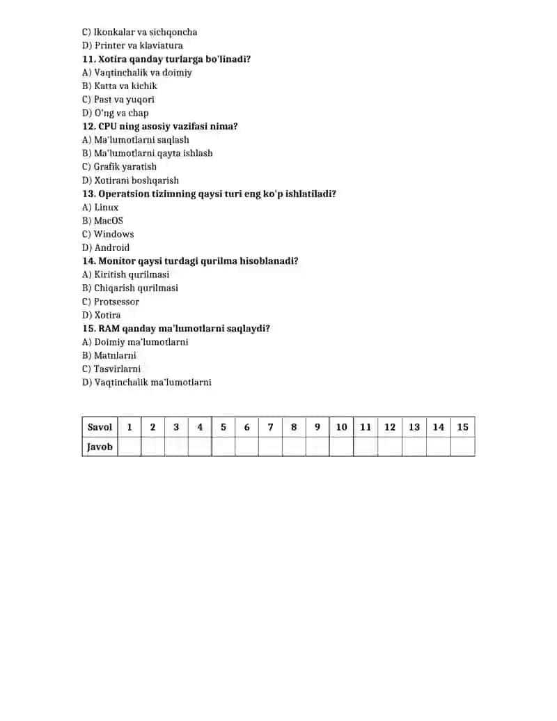 9-sinf informatika yillik test 3