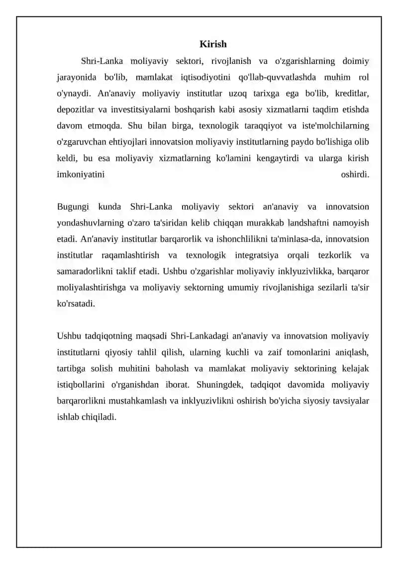 Shri lanka an'anaviy va innovatsion moliya institutlari 3