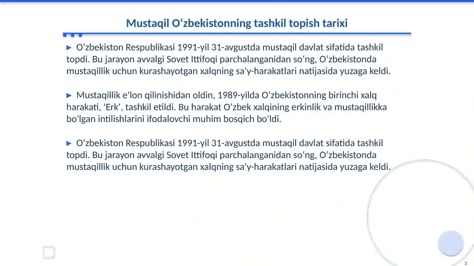 Mustaqil Oʻzbekistonning tashkil tarixi 3