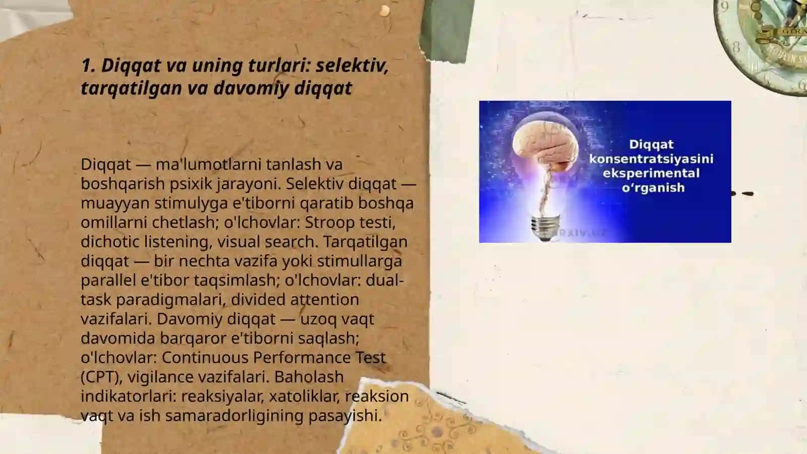 Diqqat konsentratsiyasi, kognitev barqarorlik va ularni eksprimental tadqiq etish metotlari 3