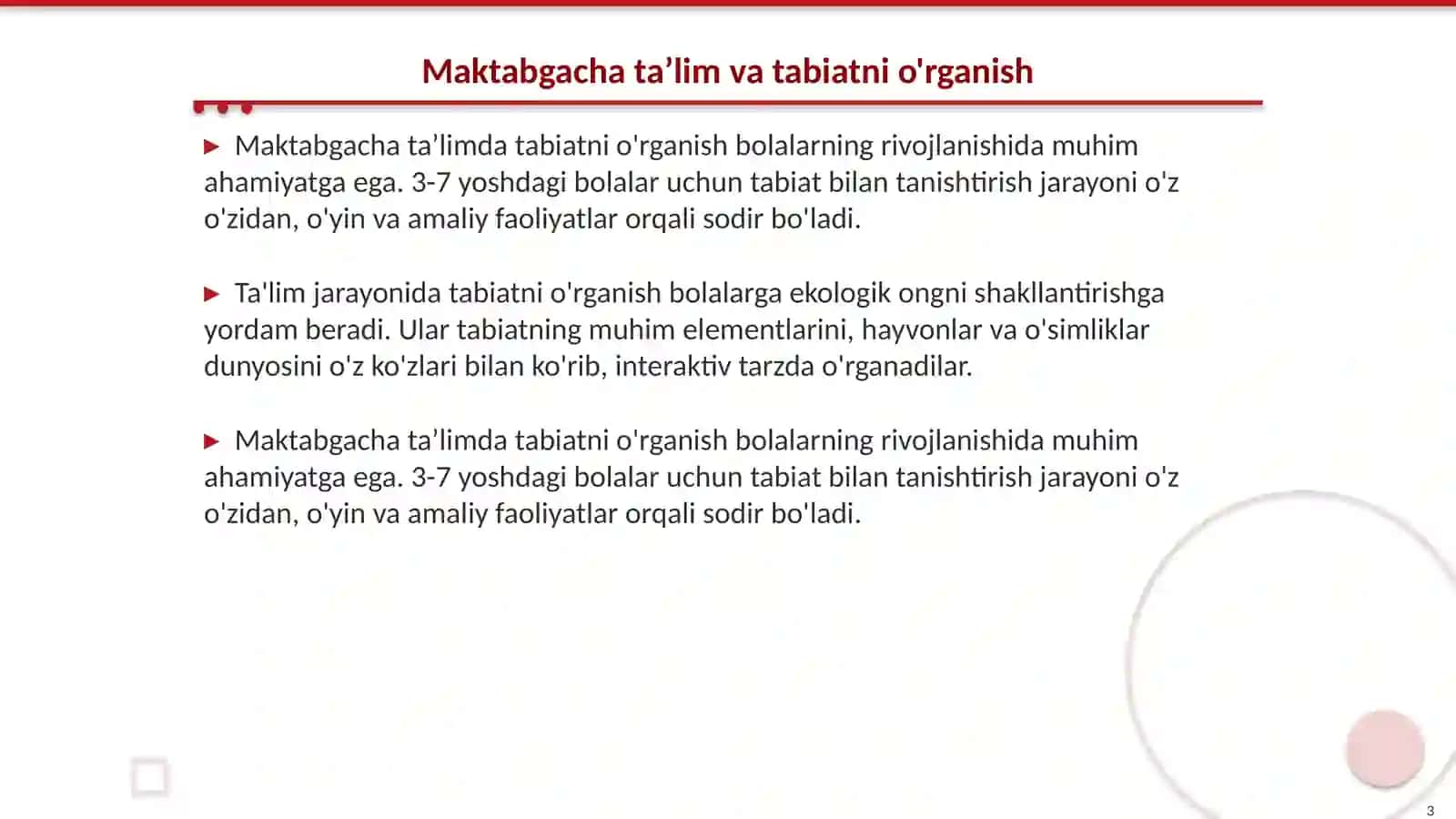 Tabiat bilan tanishtirishga doir ishlar tizimi 3