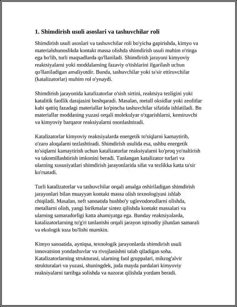 SHIMDIRISH USULI BILAN TASHUVCHILAR ISHTIROKIDA KONTAKT MASSA OLISH TEXNOLOGIYASI 3