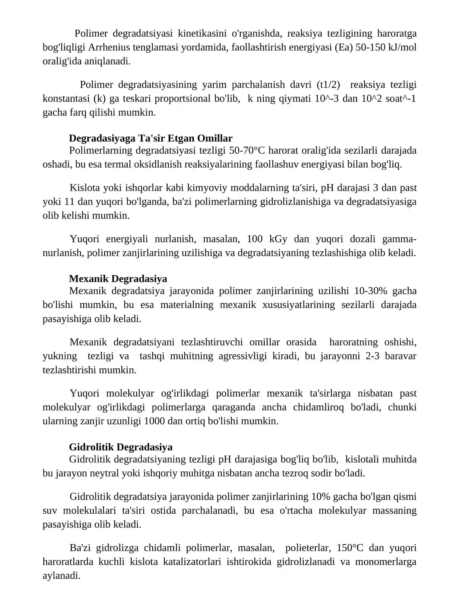 Polimerlarning destruksiyasi 3