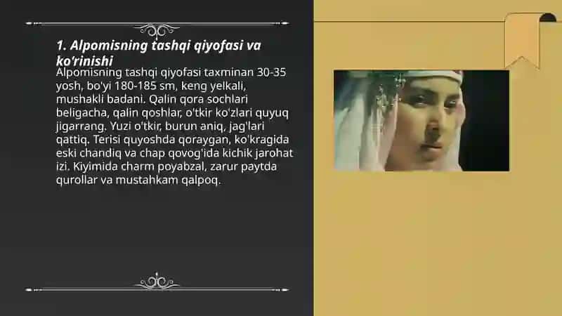 Alpomis dostonida dagi qahramonlarga tavsif 3