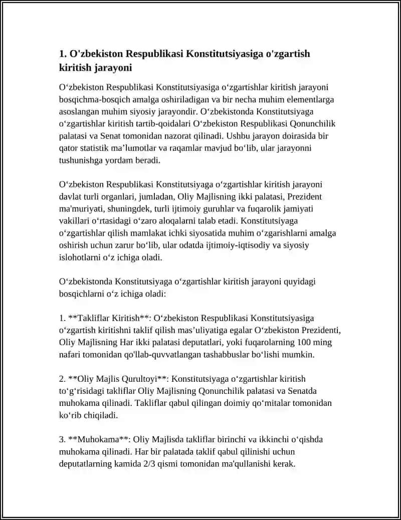 O‘zbekiston Respublikasi Konstitutsiyasiga o'zgartirish va qo’shimchalar kiritish tartibi 3