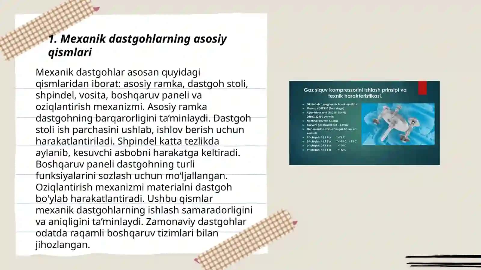 Algofabrika mexanik dastgohlarining tuzulishi va ishlash prinsipi 3
