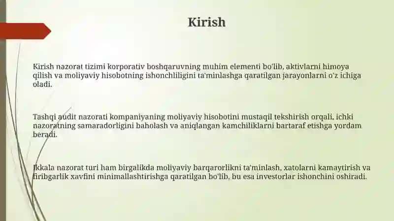 Ichki nazorat va tashqi audit nazorati 3