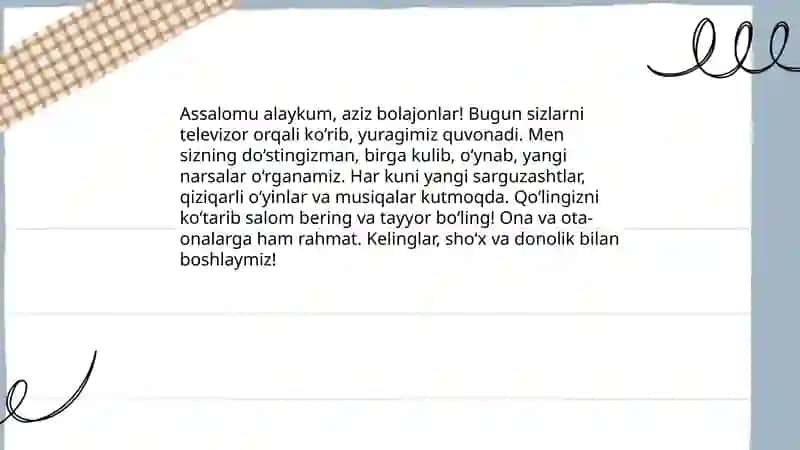 TV dagi ko’ngilochar bolalar ko’rsatuvi uchun nutq 3