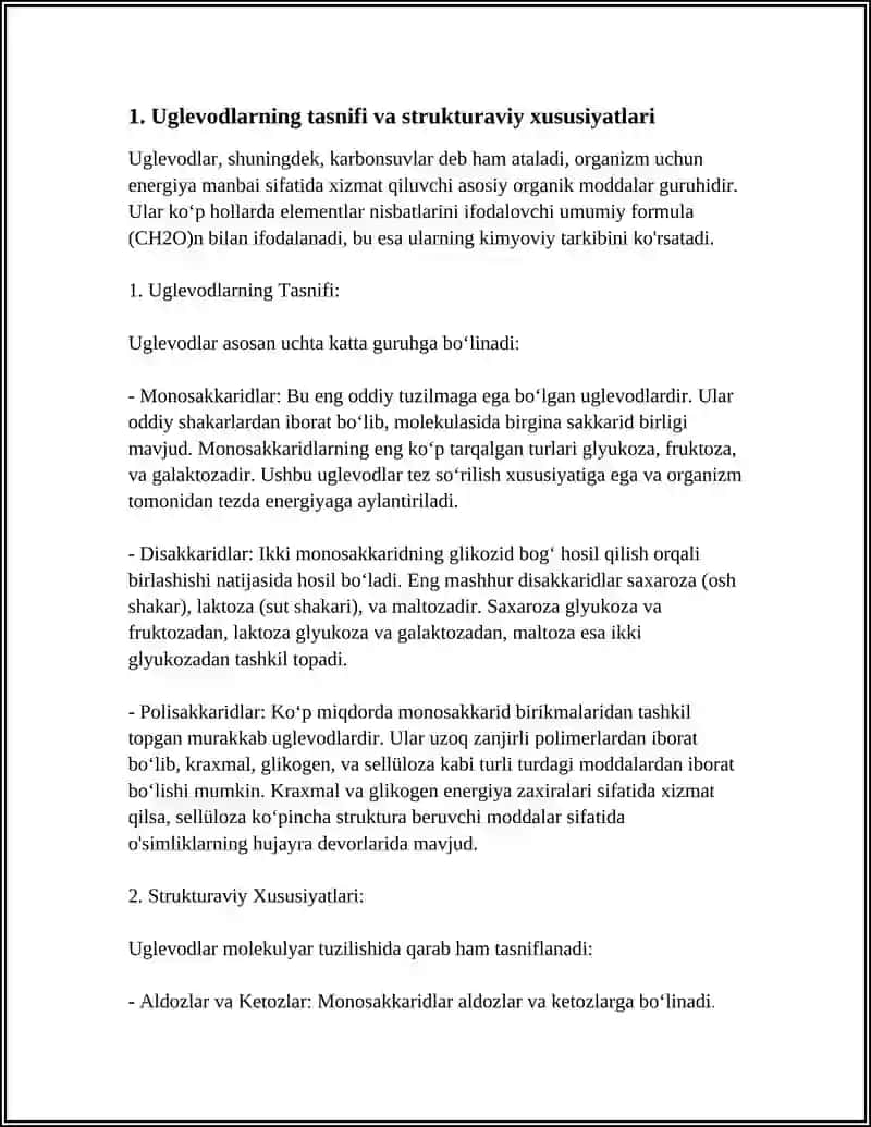 UGLEVODLAR ALMASHINUVI, XAZMLANISHI VA SO'RILISHI 3