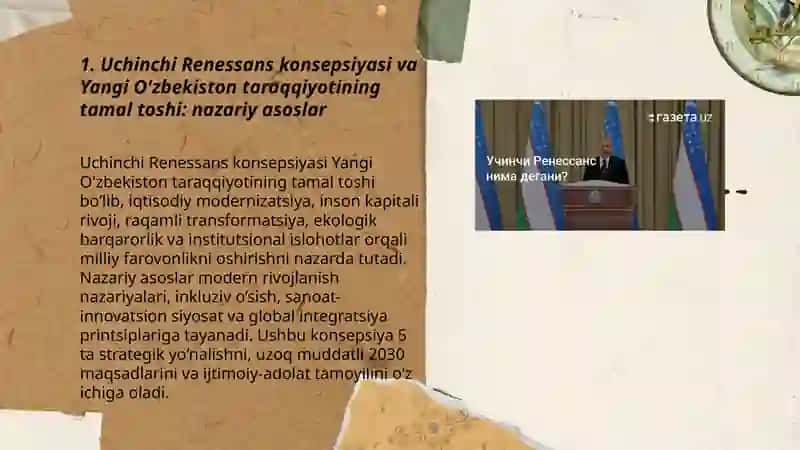Uchinchi Renessans- Yangi O'zbekiston taraqqiyotining tamal toshi 3