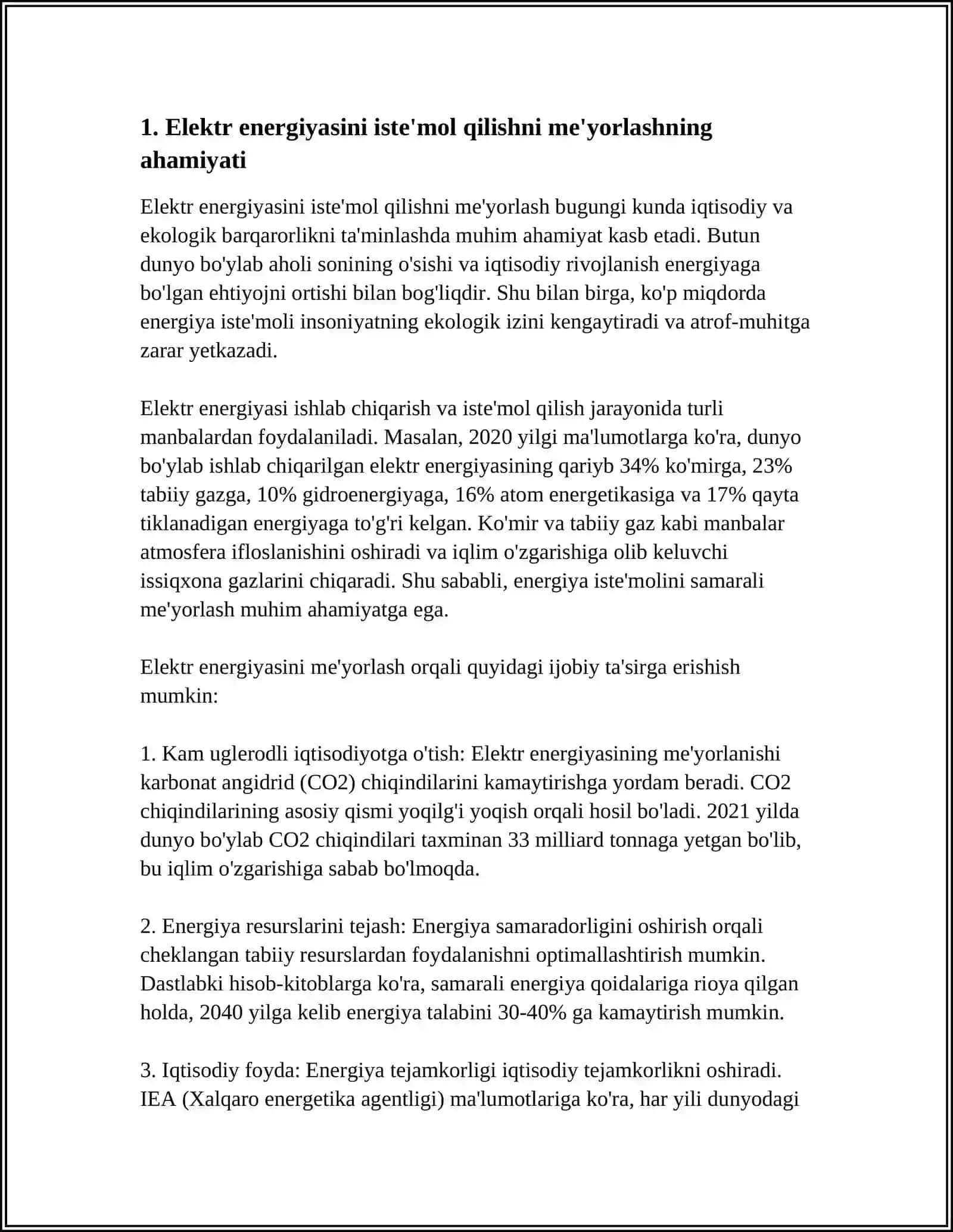 ELEKTR ENERGIYASINI ISTEMOLINI MEYORLASH BO'YICHA UMUMIY MALUMOTLAR 3