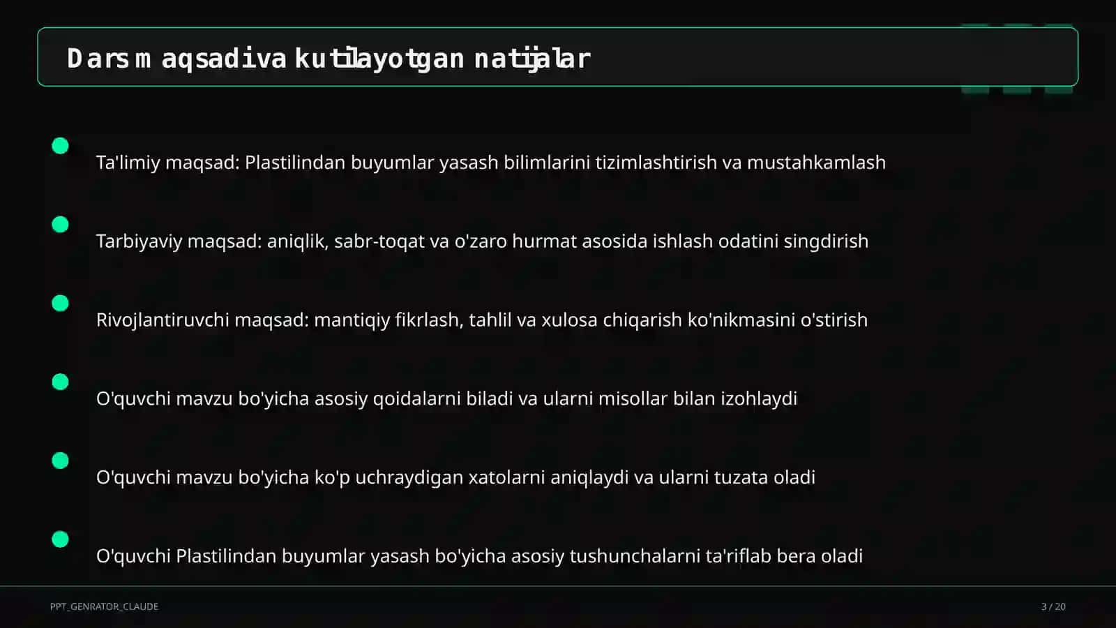 Plastilindan buyumlar yasash (1-sinf) 3