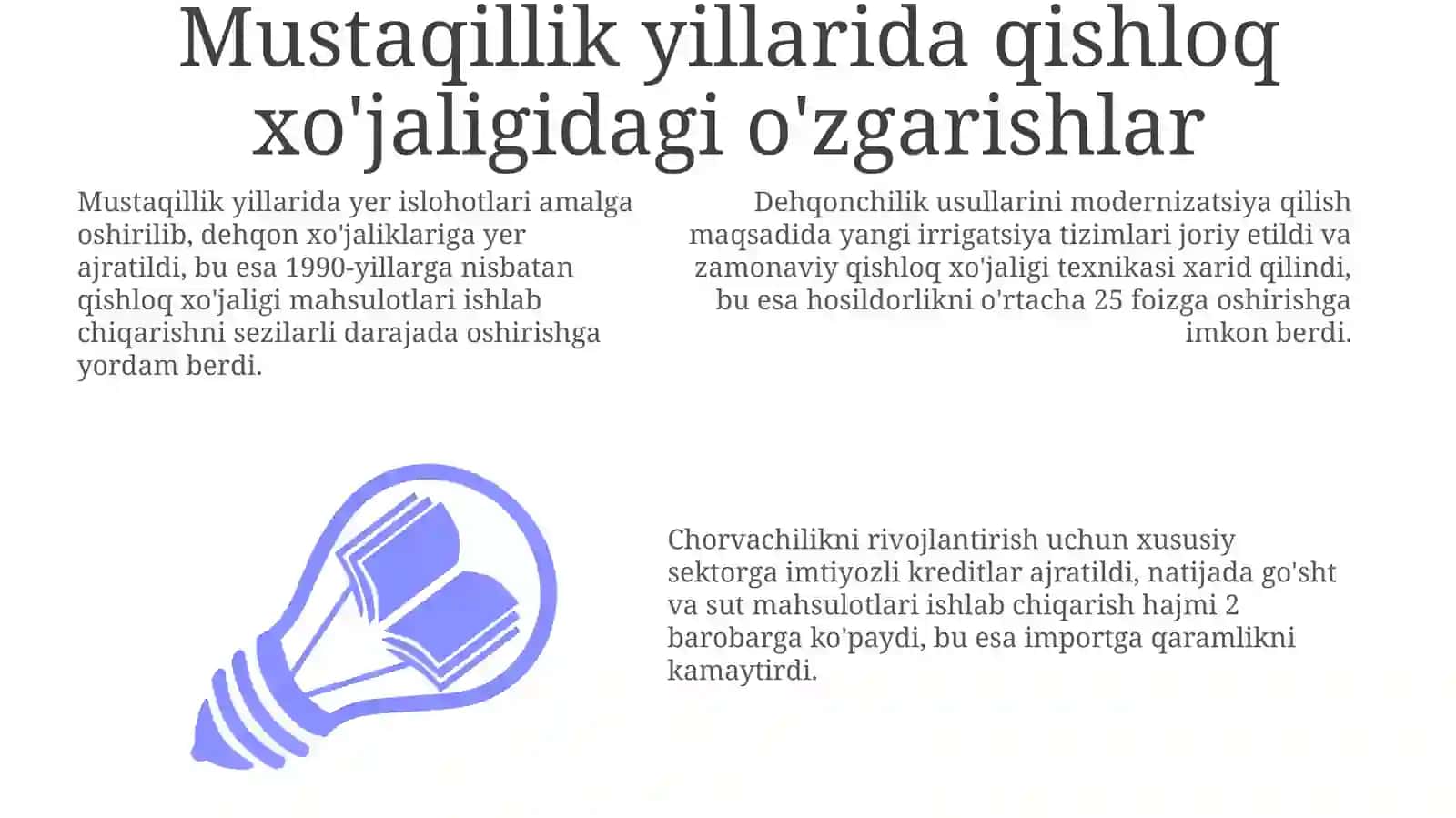 Mustaqillik yillarida qishloq xo‘jaligidagi o‘zgarishlar 3