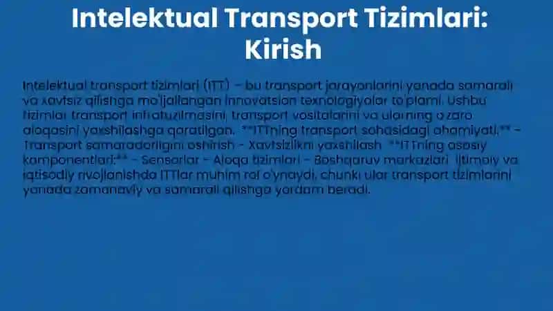 Intelektual Transport Tizimlari 3