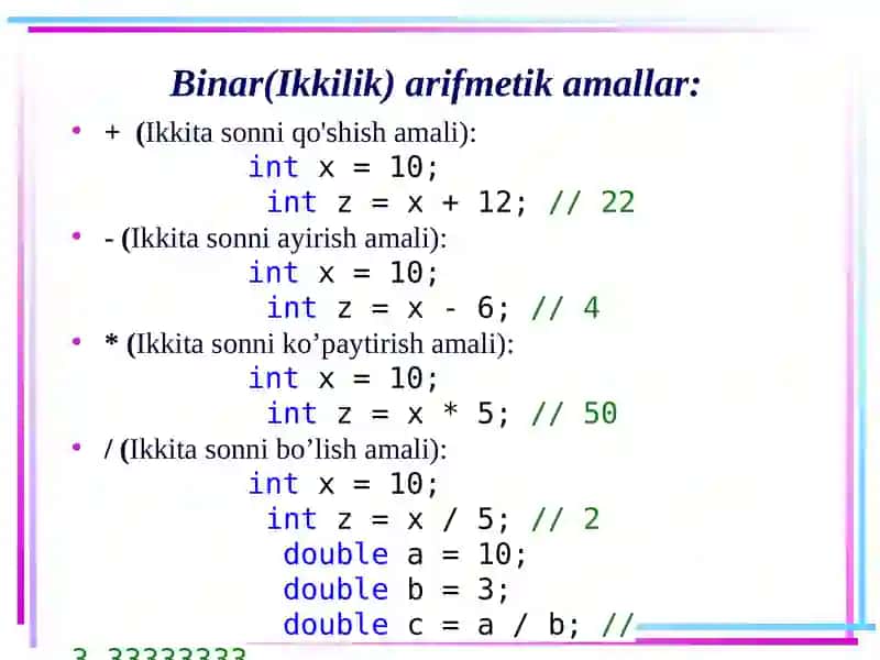C# Tilining Amallari 3