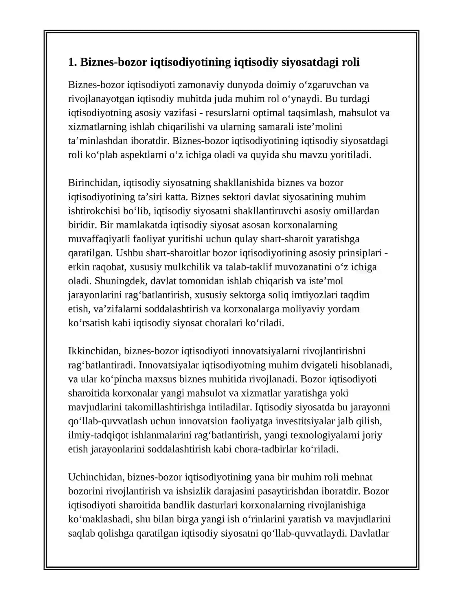 BIZNES -BOZOR IQTISODIYOTINING USTIVOR SOHASI 3