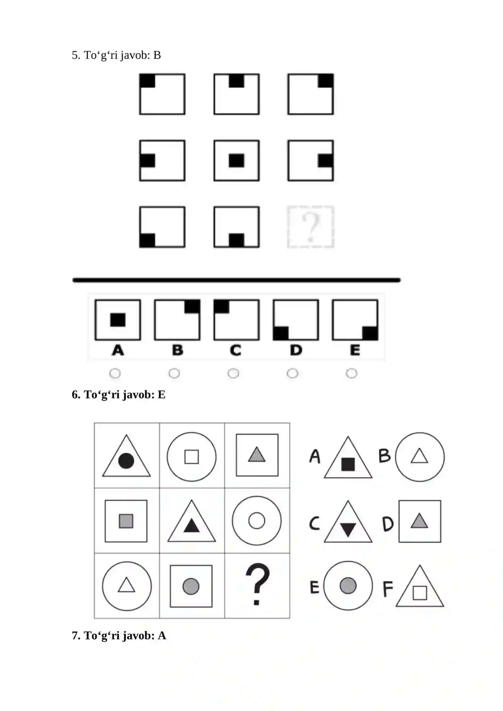 Argos test savollaridagi shakl test javobi bilan 3