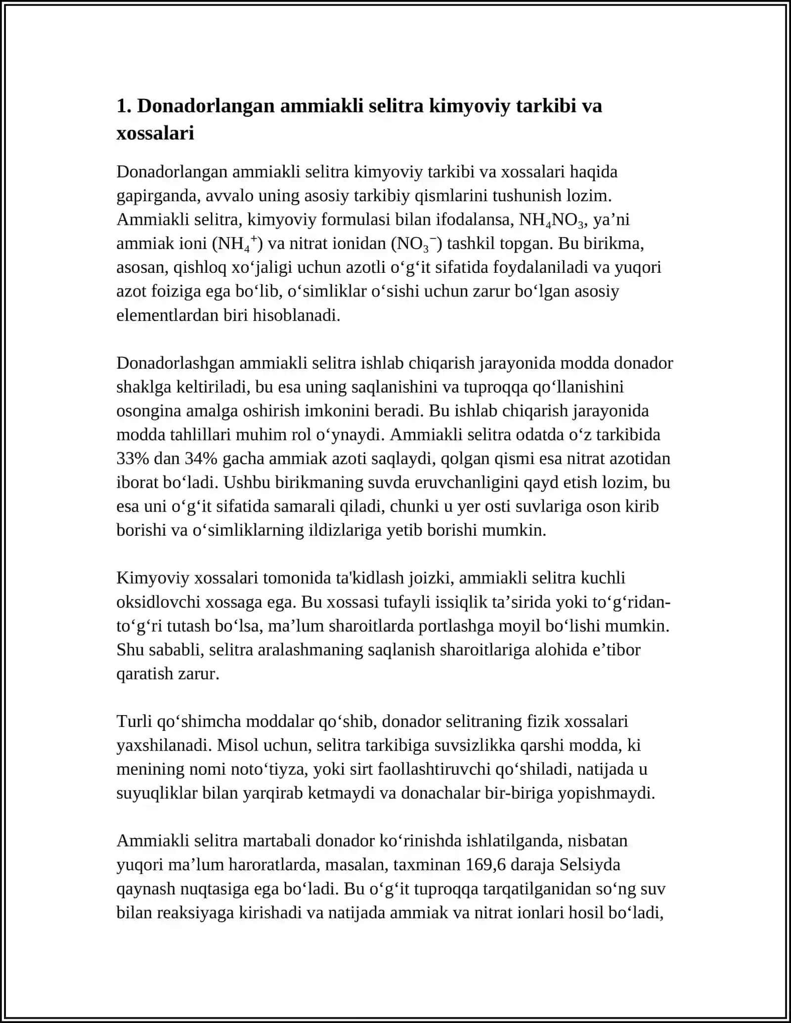 DONADORLANGAN AMMIAKLI SELITRA ISHLAB CHIQARISH TEXNOLOGIYASI 3