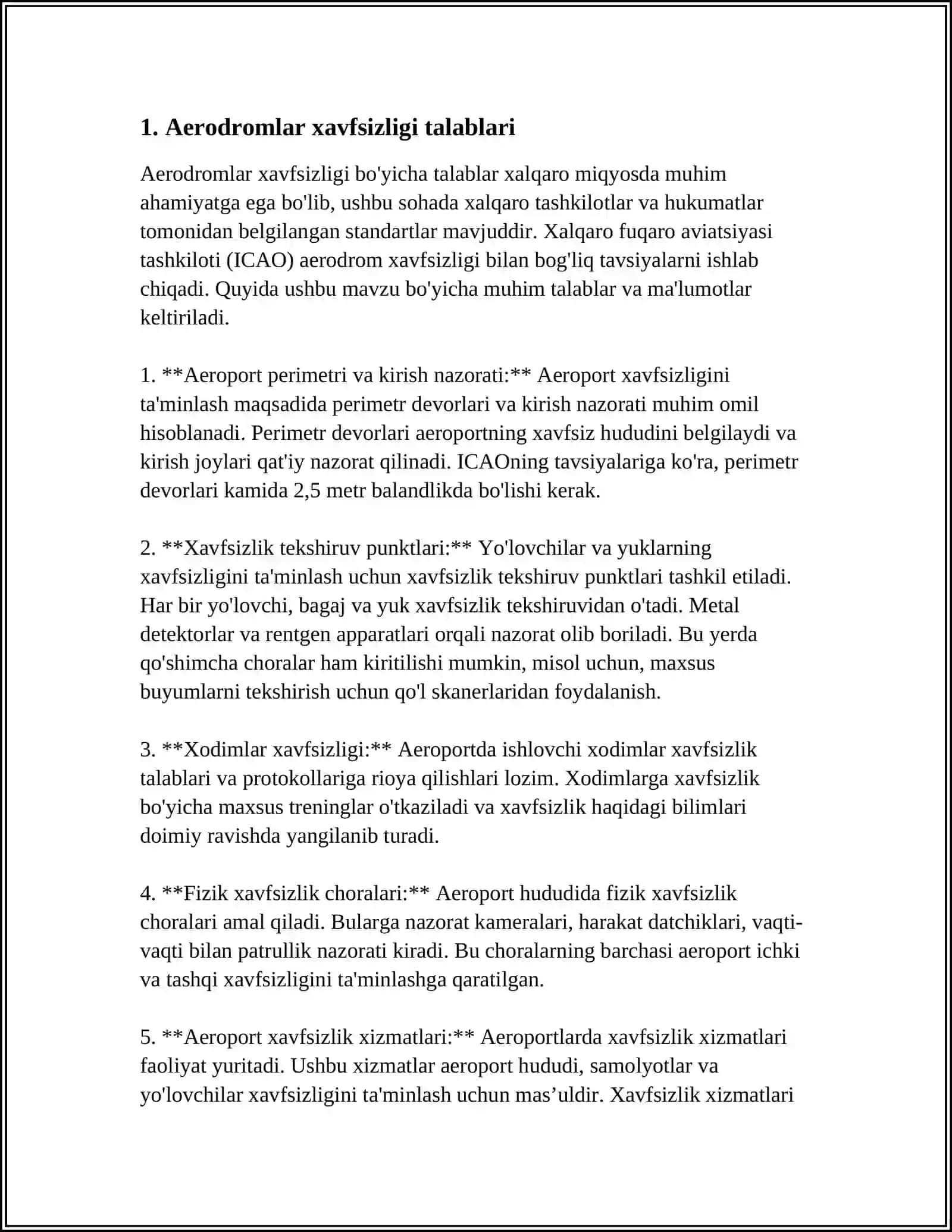 AERODROMLARNI EKSPLUATATSIYA QILISHGA QO‘YILADIGAN TALABLAR 3
