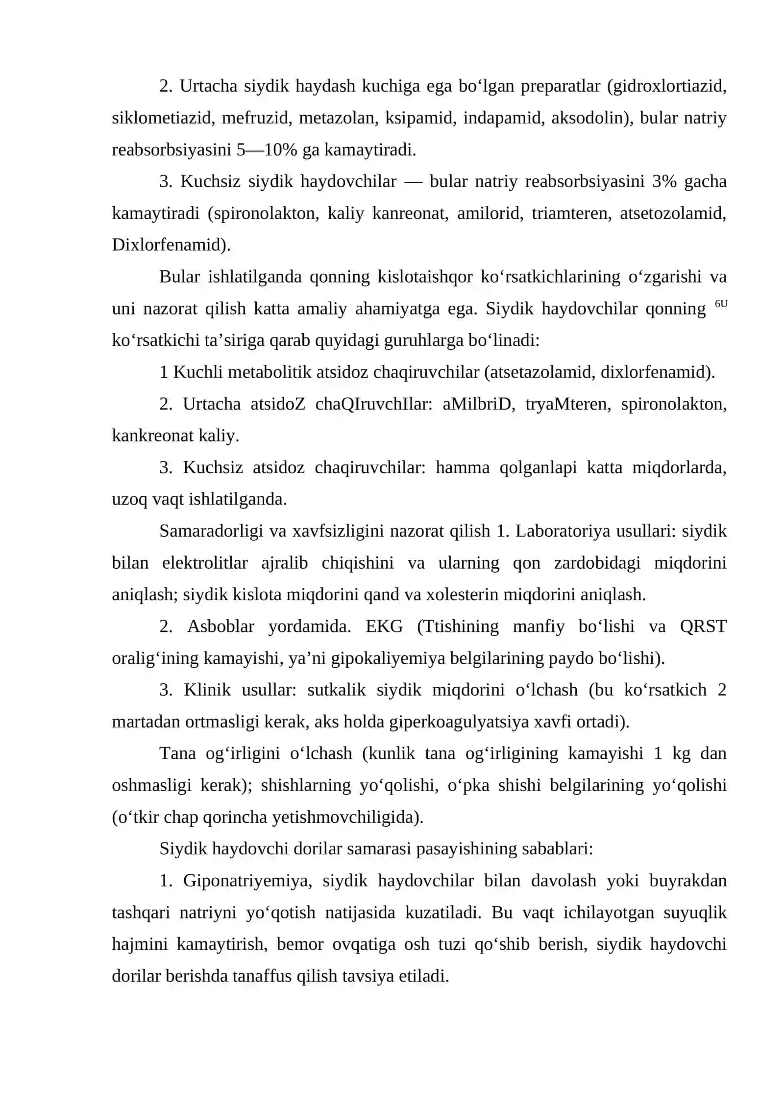 Siydik va tuz haydovchi dori vositalarining klinik va farmakologik tavsifi 3