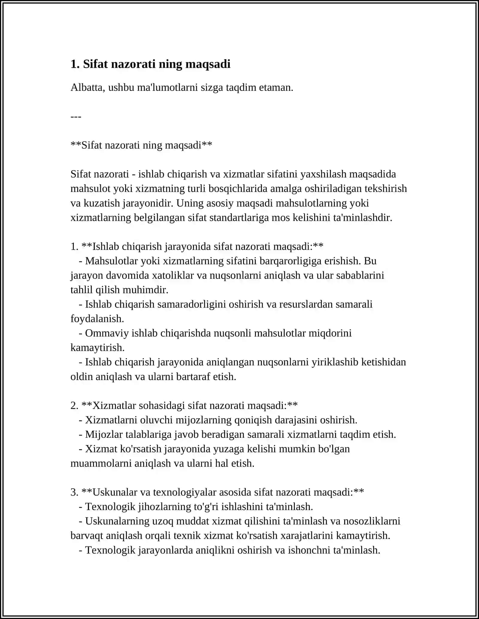 **KORXONALARDA SIFAT NAZORATI VA ULARNING VAZIFALARI** 3