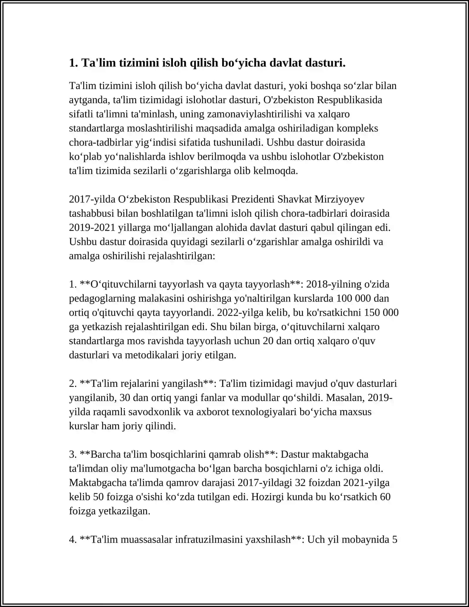 O‘ZBEKISTON RESPUBLIKASIDA TA’LIM SOHASIDA AMALGA OSHIRILGAN ISLOHOTLAR 3
