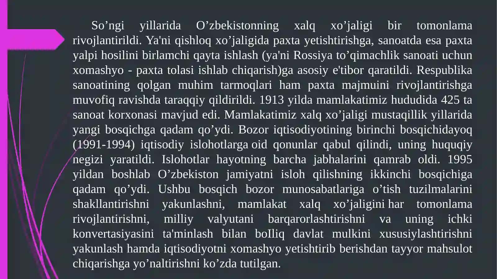 QISHLOQ XO’JALIGI VA SANOAT SOHASIDAGI O’ZGARISHLAR 3