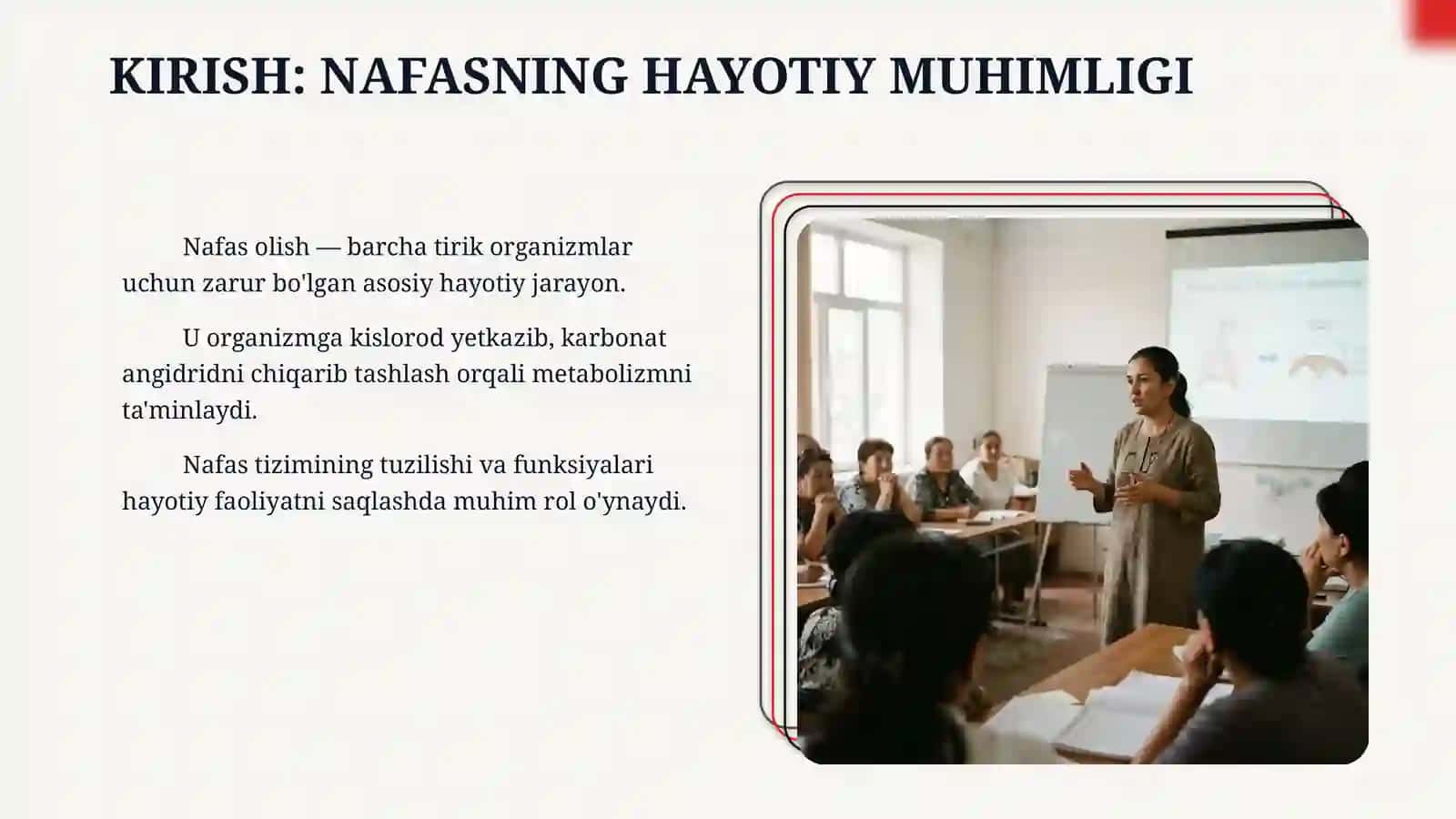 Nafas tiplari. Nafasning o'z-o'zini boshqarishi 3