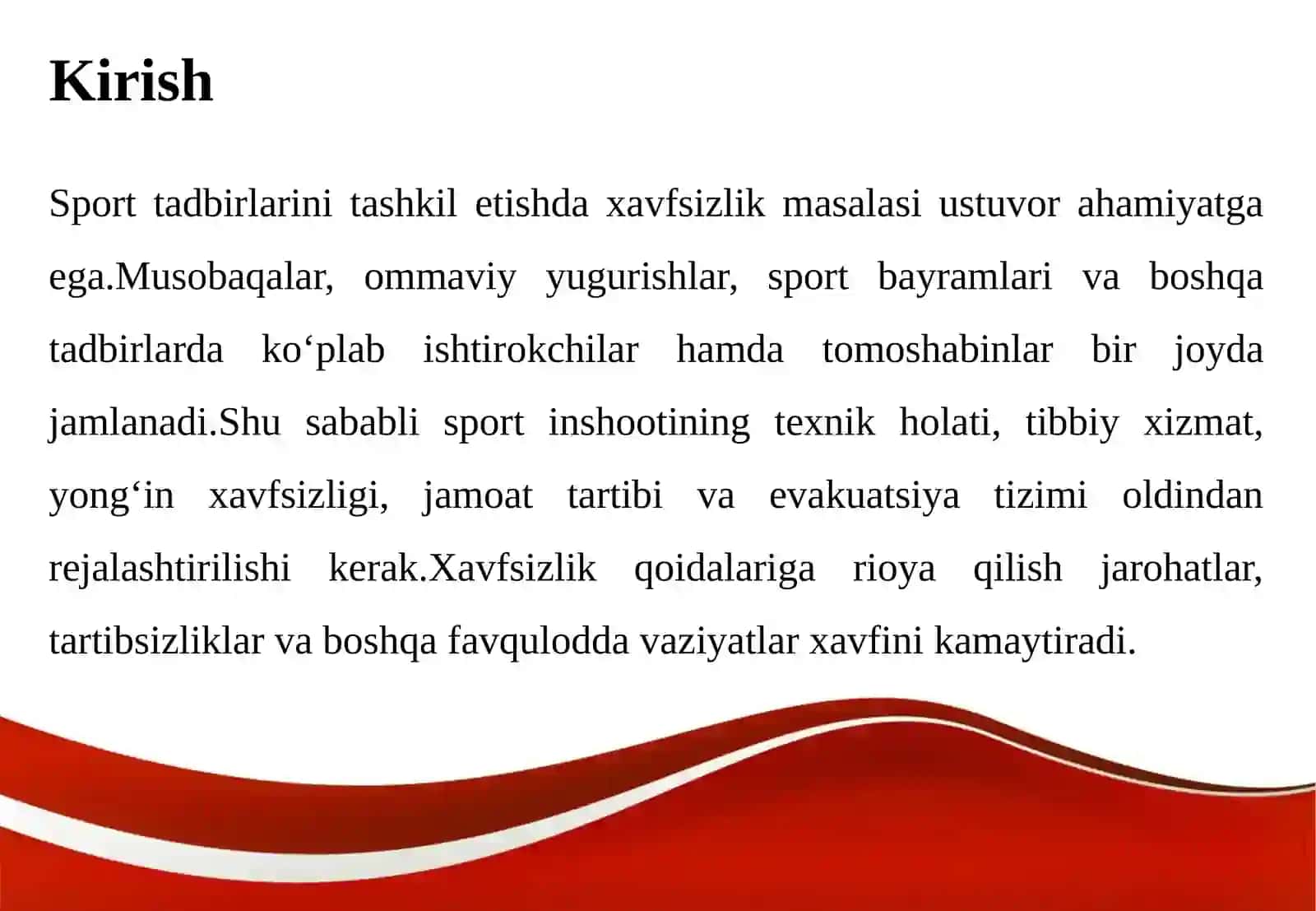 SPORT TADBIRLARIDA XAVFSIZLIK QOIDALARINI TA’MINLASH 3