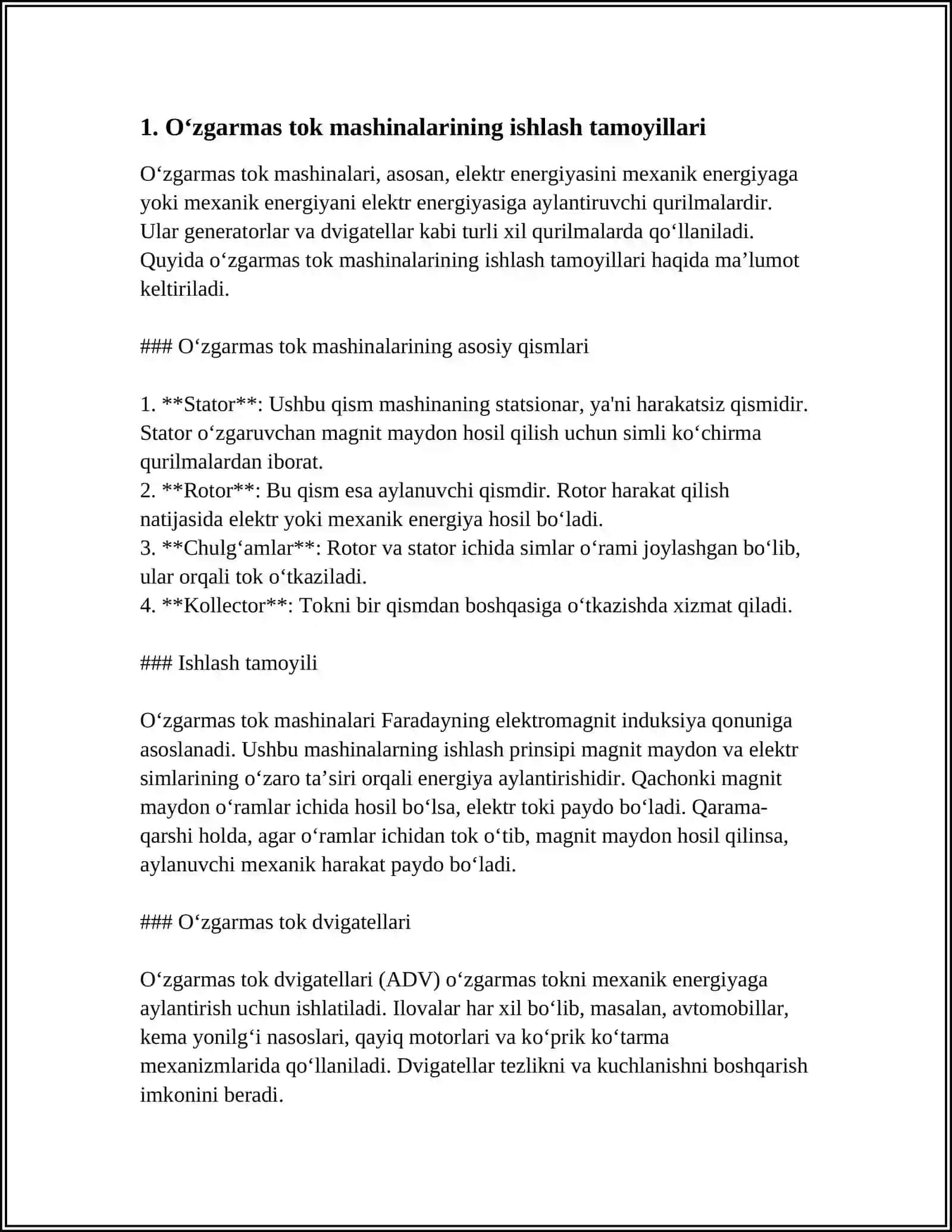 O‘ZGARMAS TOK ELEKTR MASHINALARI 3