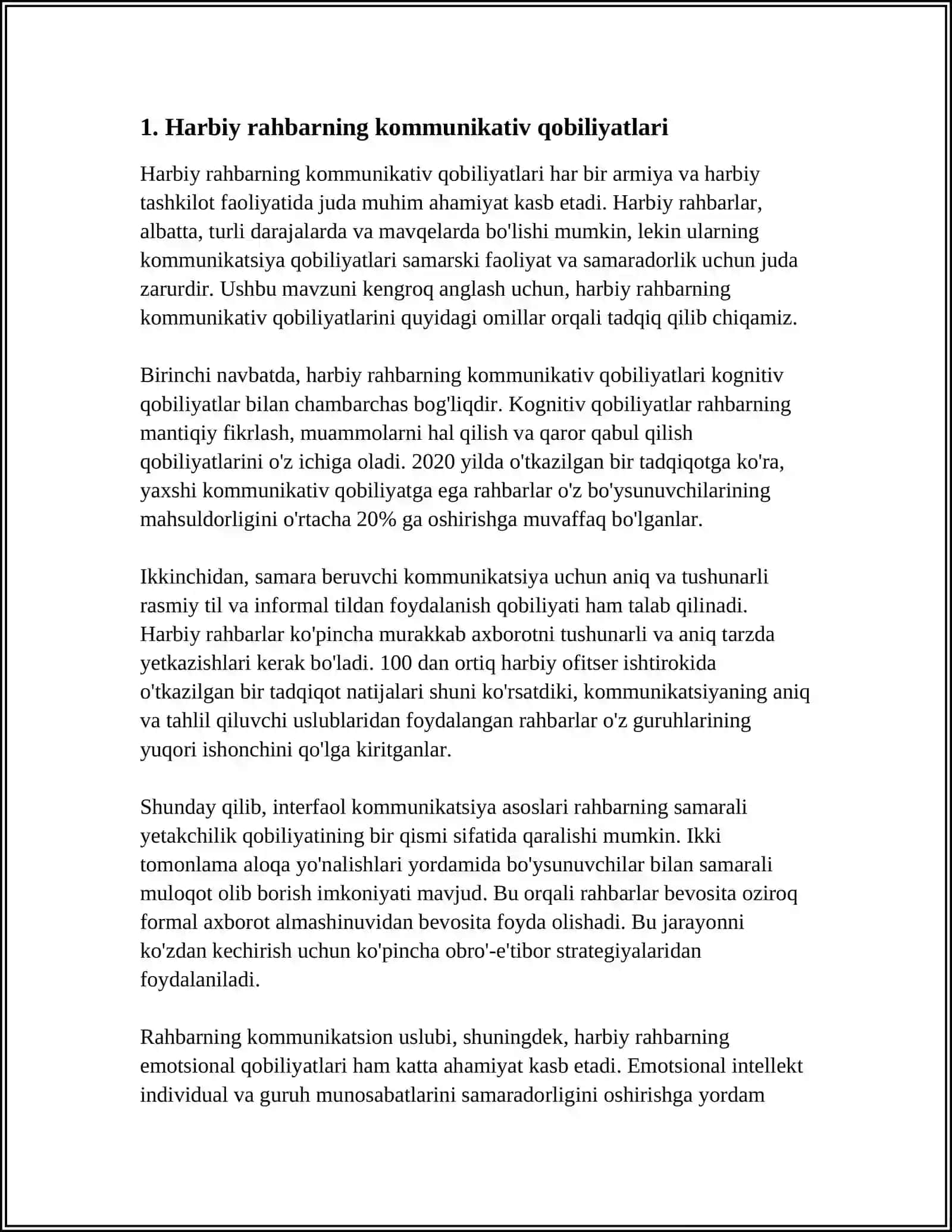 MUSTAQIL ISH Mavzu: HARBIY RAHBAR FAOLIYATIDA PEDAGOGIK QOBILYAT 3