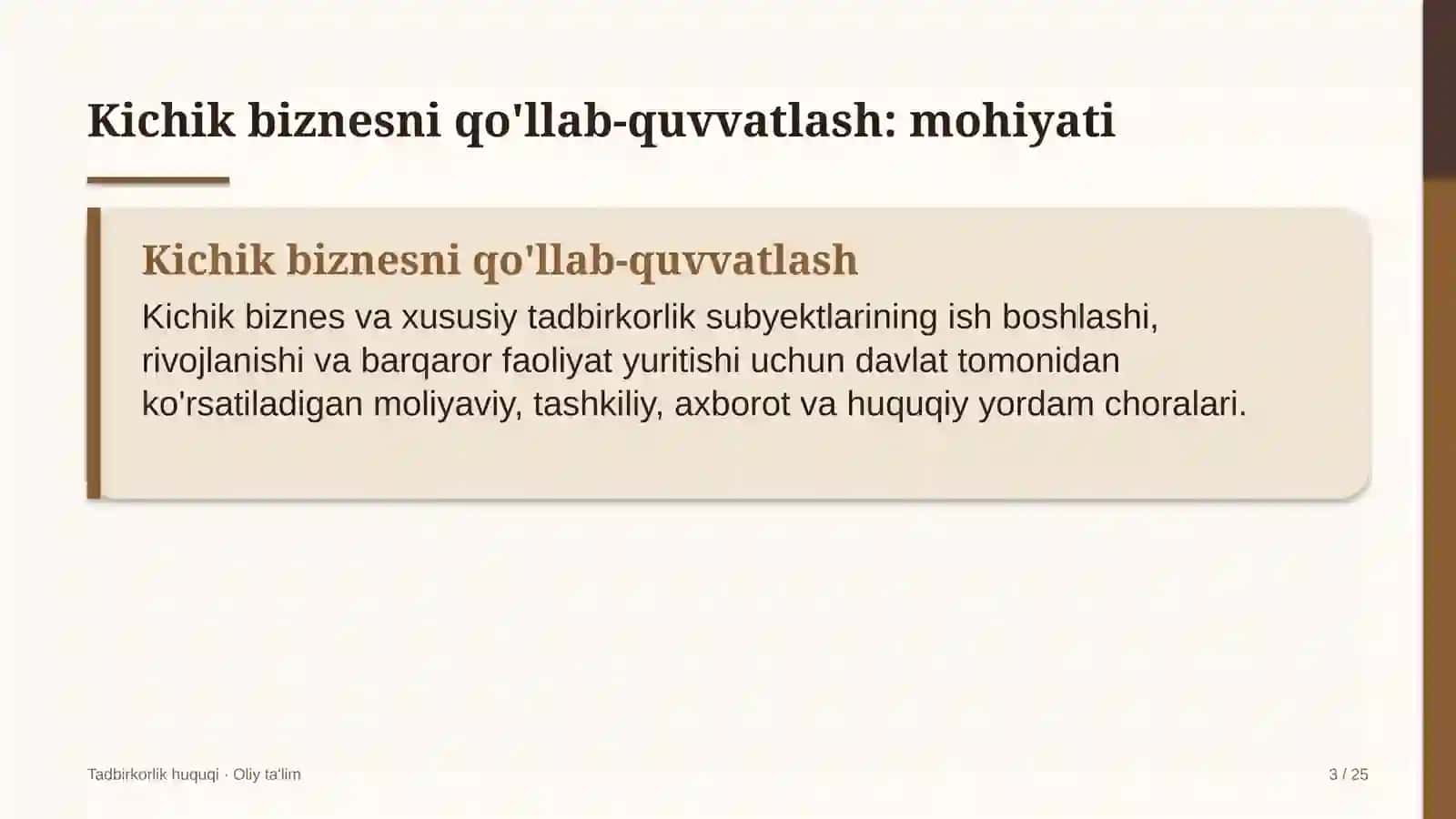 qurilishda kichik biznes va xususiy tadbirkorlikni qo'llab quvvatlash 3995 3