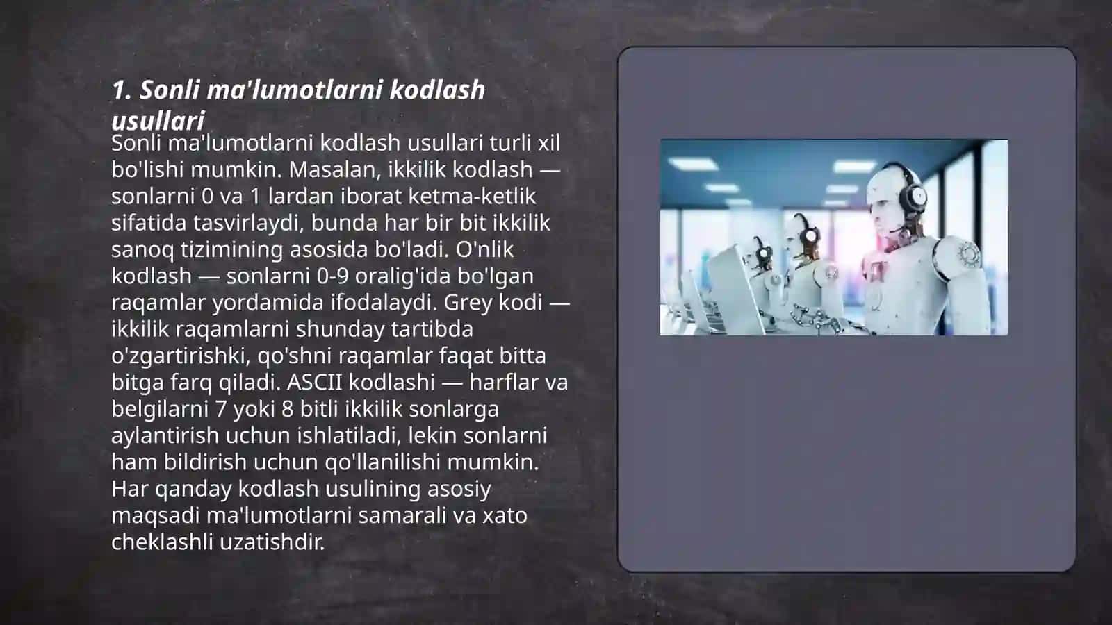 Sonli ma'lumotlarni kodlash usullari 3