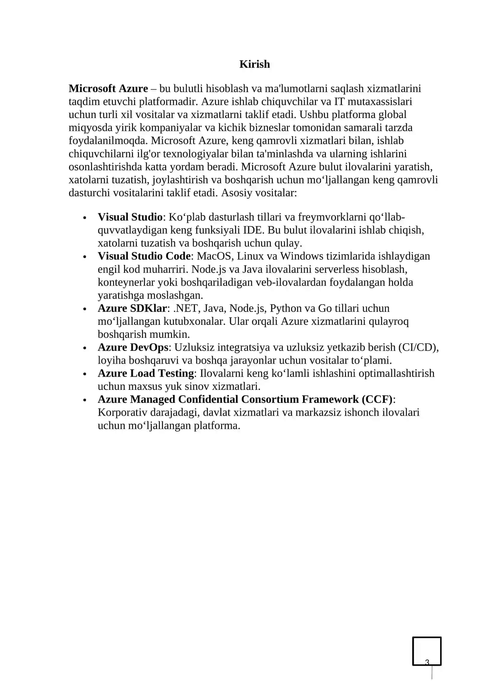 Microsoft Azure. Ishlab chiquvchi vositalari. 3