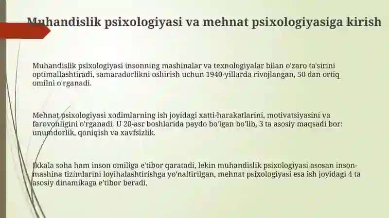 Muhandislik va Mehnat Psixologiyasiga Kirish 3