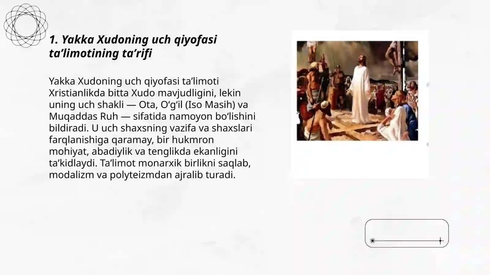 Yakka Xudoning uch qiyofasi haqidagi ta'limot 3