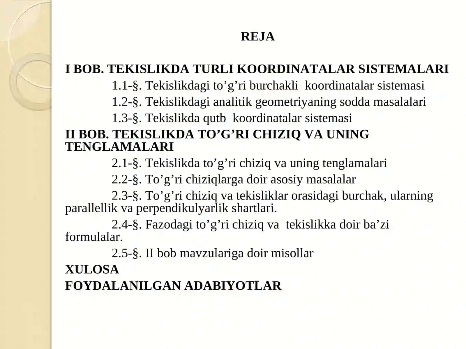 Tekislikda to’g’ri chiziqning turli tenglamalari 3