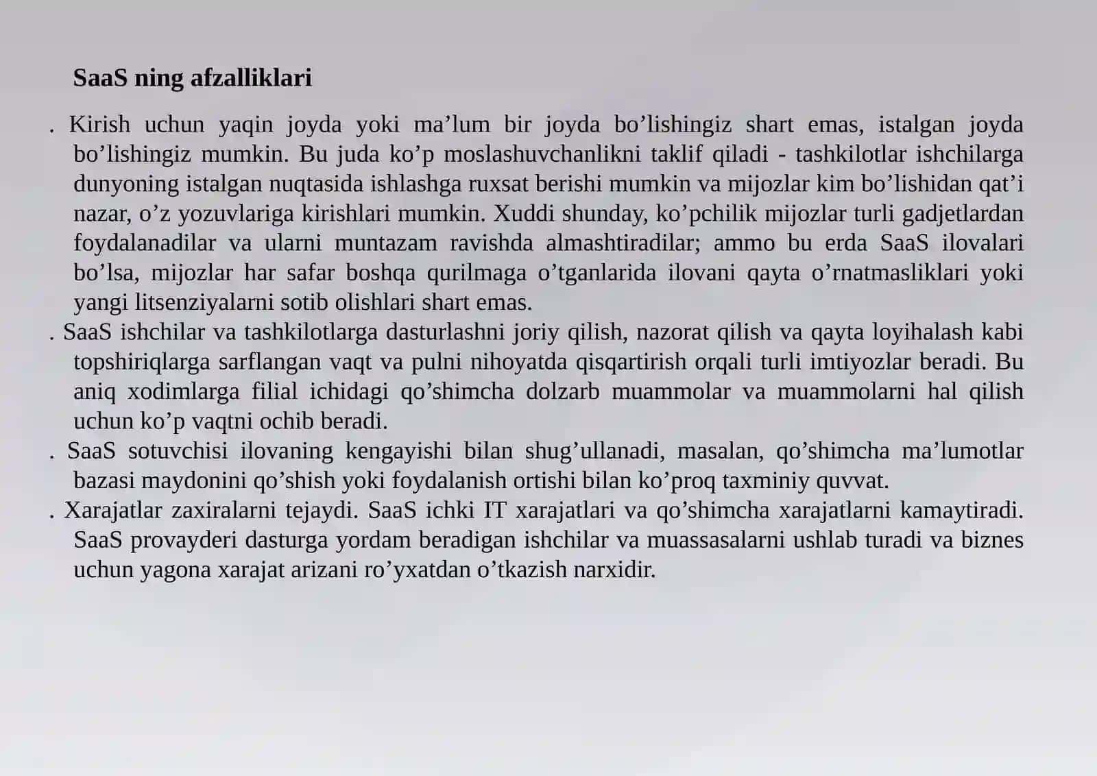 Software as a Serviсe (SaaS) - hizmat sifati da sturiy ta’minotdan foydalanish 3