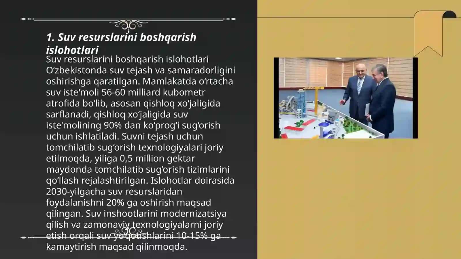 Mustaqillik yillarida O‘zbekistonda irrigatsiya sohasida amalga oshirilayotgan islohotlar 3
