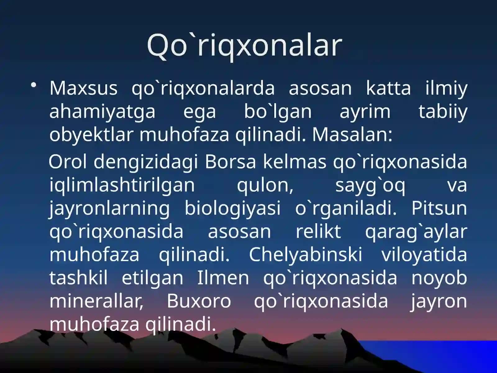 O`zbekistondagi qo`riqxonalar 3