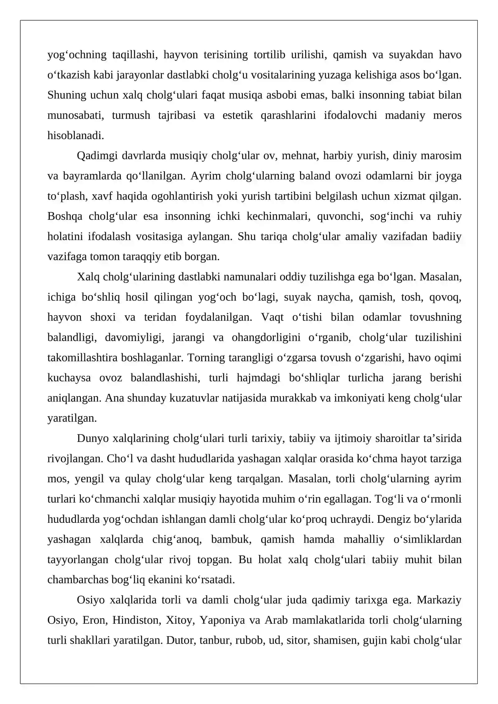 Dunyo xalq cholgʻulari 3