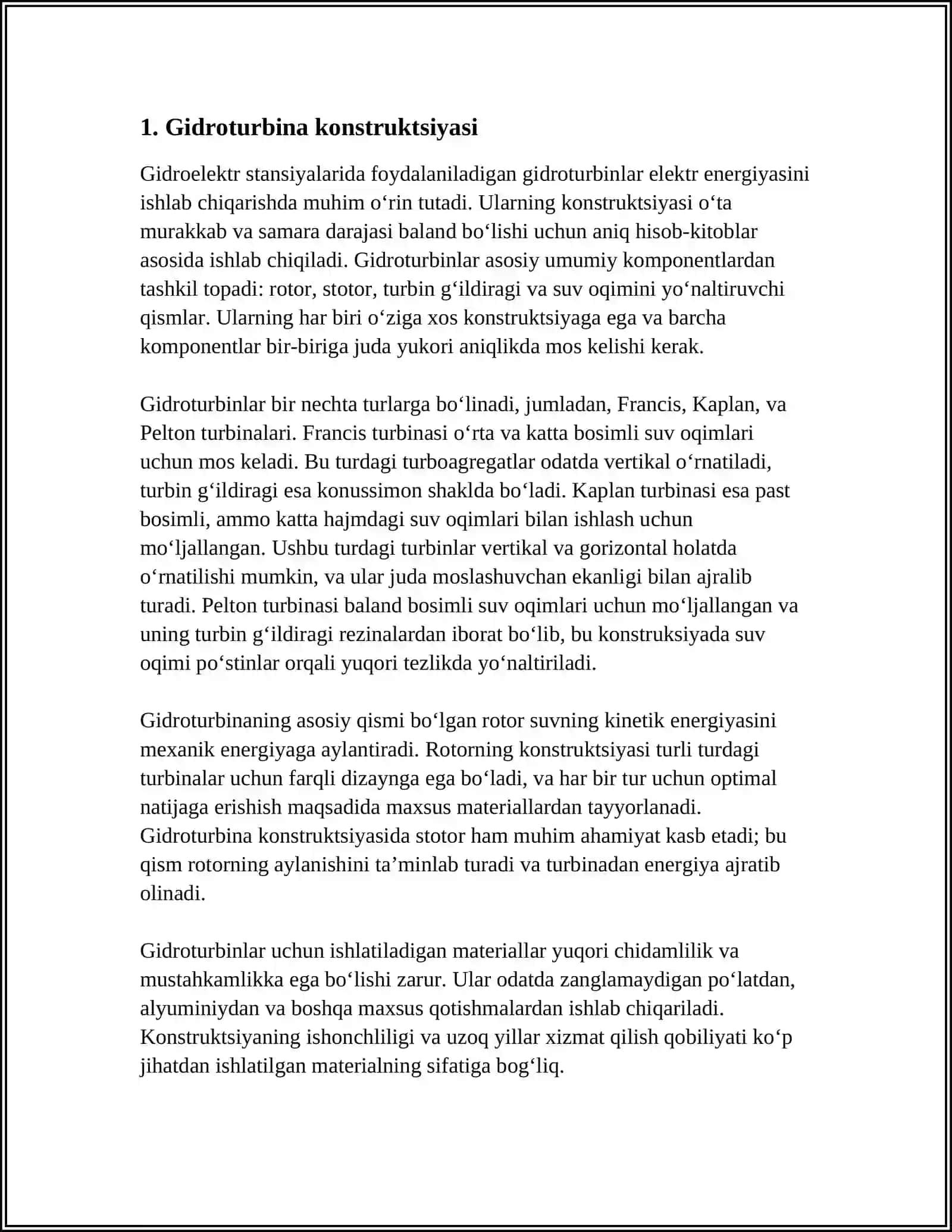 CHOʻMICHLI GIDRITURBINALAR KONSTRUKSIYASI VA ASOSIY QISMLARI 3
