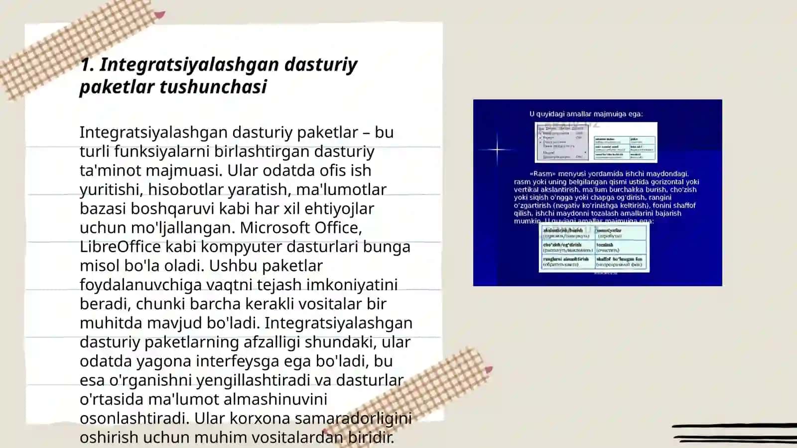 Integratsiyalashgan amaliy dasturlar paketlari bilan ishlash 3