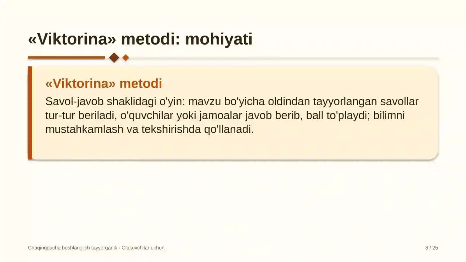 chaqiriqqacha boshlang'ich tayyorgarlik darslarida viktorina metodidan foydalanish 6716 3