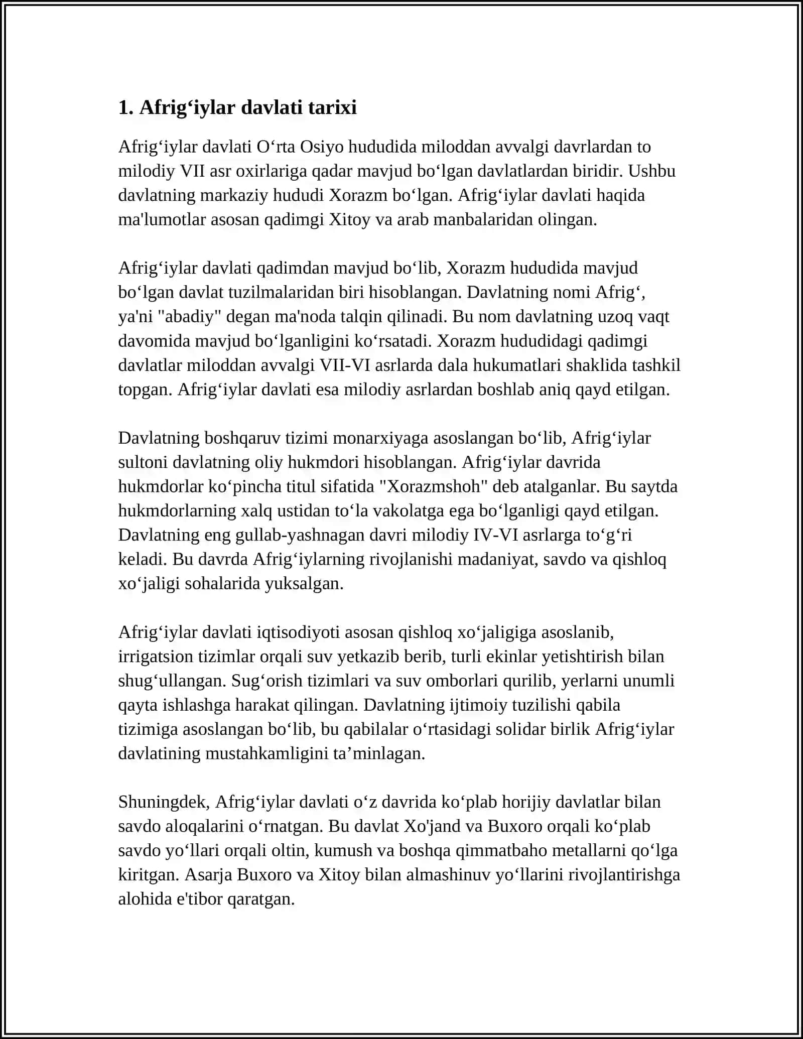 Afrigʻiylar Davlati Tarixi 3
