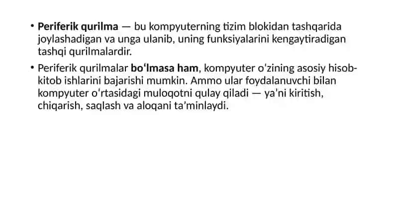 Periferiya uskunalarining turlar 3